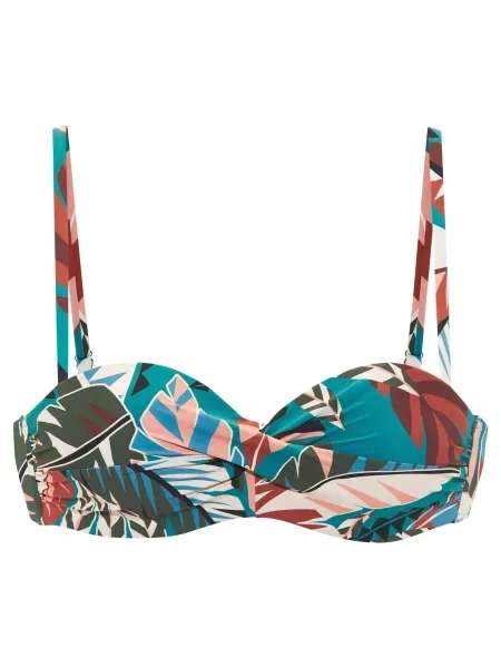 BUFFALO Sutien costum de baie fildeş / cyan / maro ruginiu / închis verde