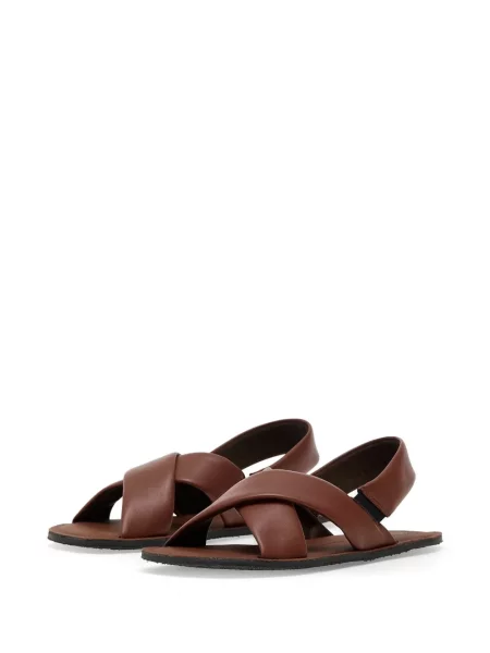 Sandale Groundies slingback cu bretele maro