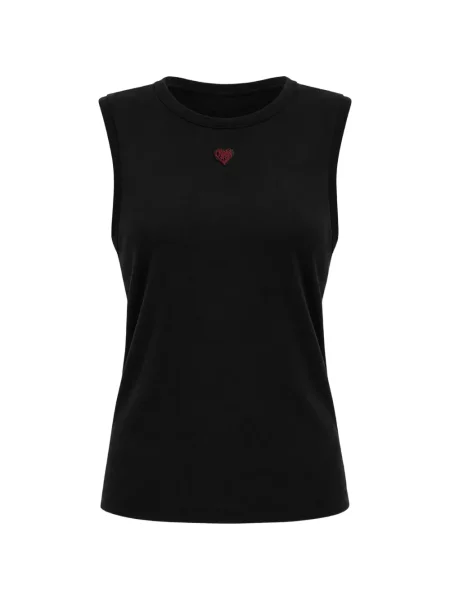 Top Pinko cu broderie cu motiv cu inimi negru