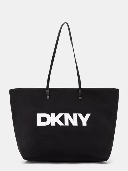 Lniana shopperka Dkny elegancka czarna