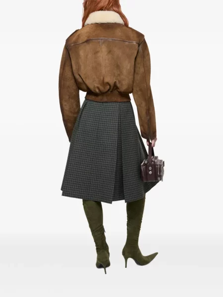 Geacă bomber Acne Studios din piele de căprioară maro