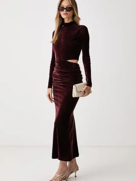 Bardot rochie din velur ALONZA