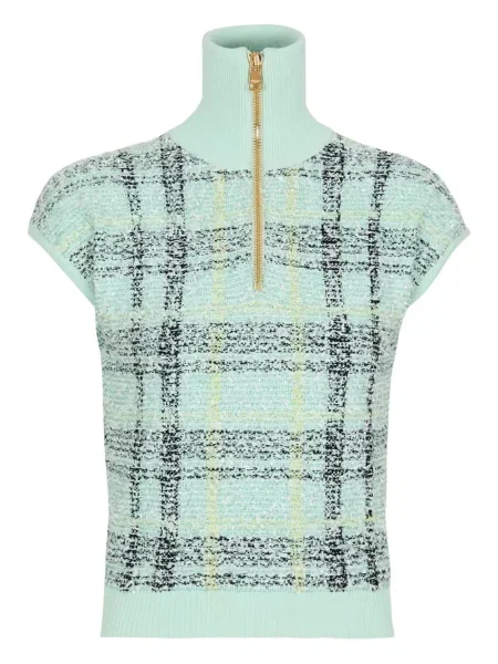 Top Balmain w kratkę zielony