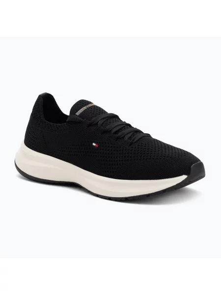 Sneakerși Tommy Hilfiger tricotate negru