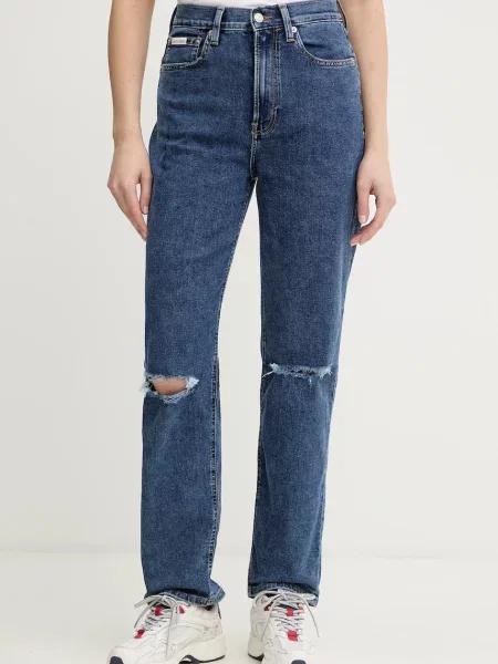 Calvin Klein Jeans jeansy high waist granatowe
