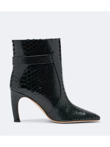 Kožené členkové čižmy Malone Souliers so vzorom hadej kože čierna