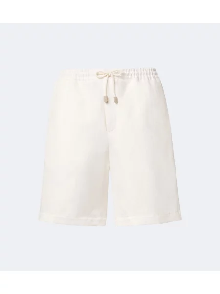 Pantaloni scurți Canali de in alb