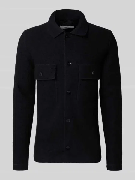 Kurtka koszulowa o kroju regular fit z czystej wełny model ‘NEALY’ Selected Homme czarna