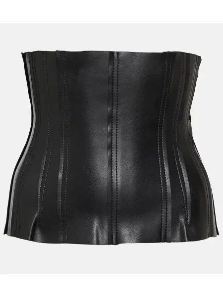 Top Norma Kamali din piele negru