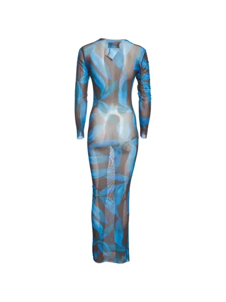 Rochie maxi Louisa Ballou cu imagine plasă albastru