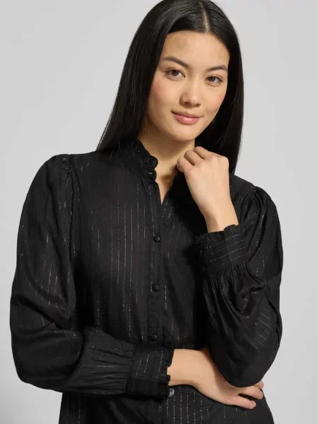 Bluzka o kroju regular fit z długim rękawem z mieszanki model ‘BUMPY’ Vero Moda czarna