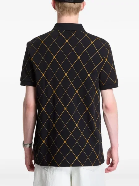 Tricou polo Fred Perry cu imagine cu model argyle negru