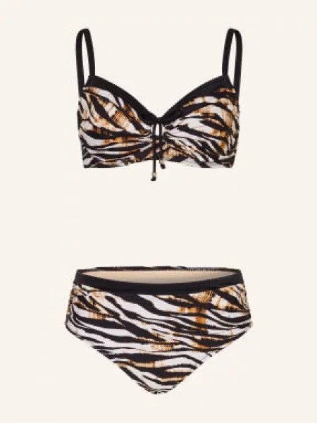 Charmline Bikiny S Ramínky Wild Contrast černá / hnědá bílá