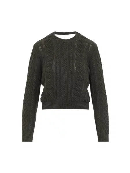 Krótki sweter Jil Sander wełniany zielony