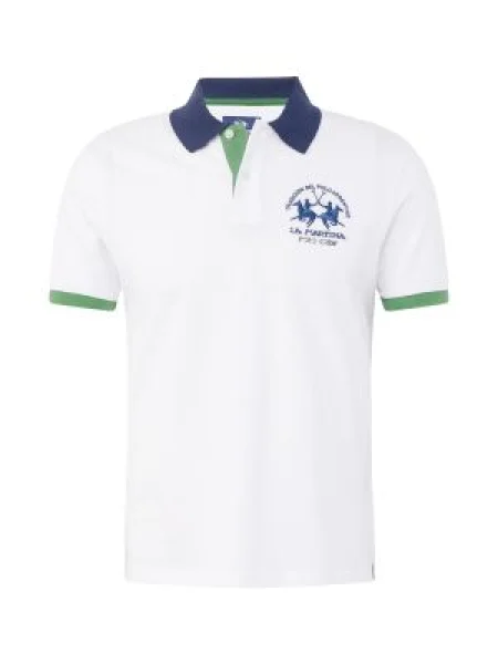 Поло тениска La Martina с къс ръкав бяло