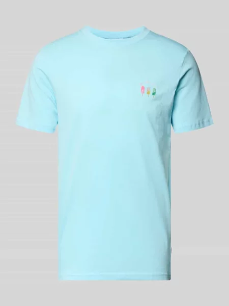 T-shirt z haftem i okrągłym dekoltem Lindbergh