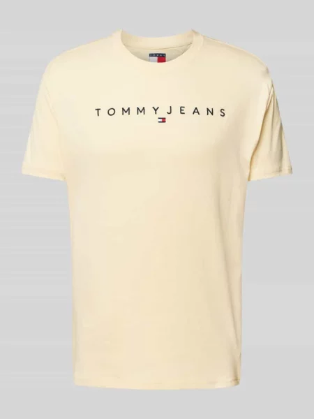 T-shirt o kroju regular fit z czystej bawełny z wyhaftowanym logo Tommy Jeans biała