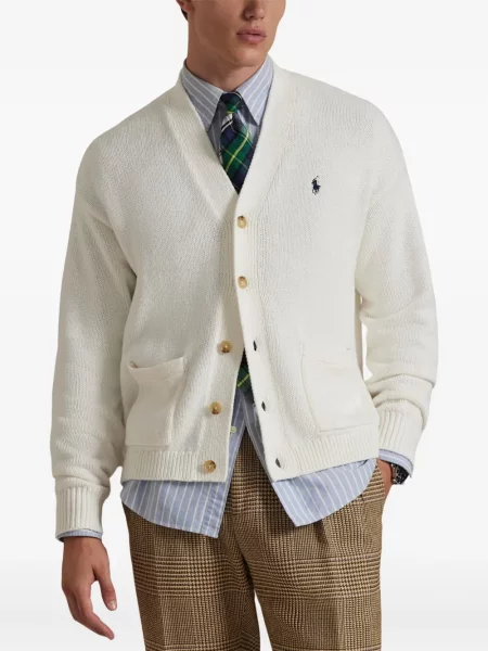 Șapcă Polo Ralph Lauren cu decolteu în V cu autograf în carouri albastru
