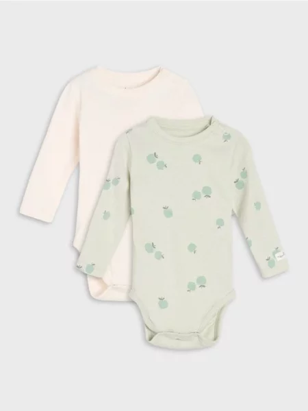 Sinsay body s motivem jablek 2 pack zelená