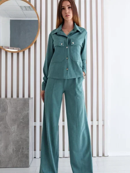 Замшеві Штани палаццо RiMari зелений