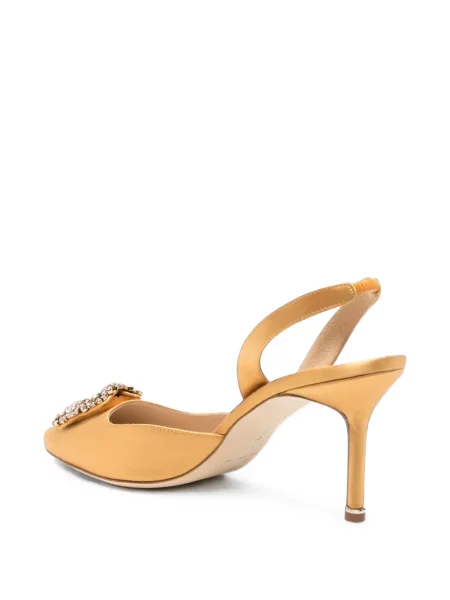 Pantofi cu toc Manolo Blahnik cu cataramă slingback galben