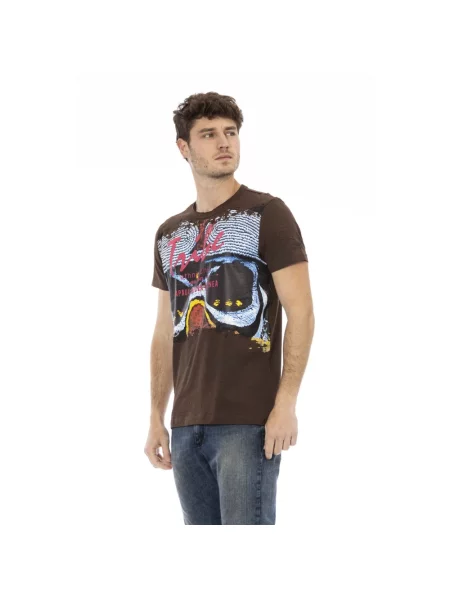 Koszulka Trussardi z okrągłym dekoltem casual brązowa