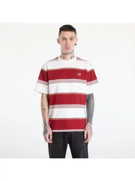 Pruhované zateplené tričko Fred Perry bílé