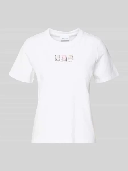 T-shirt z okrągłym dekoltem Comma biała
