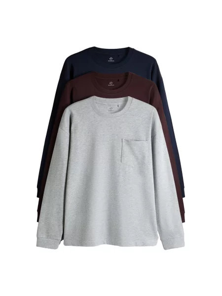 The Set Tricou bleumarin / ciocolatiu / amestecat gri
