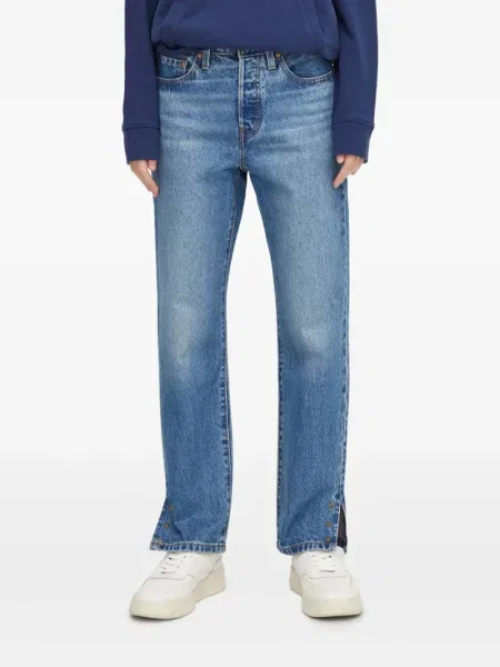 Ретро слаб дънки skinny fit Levi's® с разкъсвания синьо