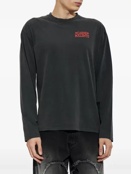 Lung tricou Carne Bollente cu imagine negru