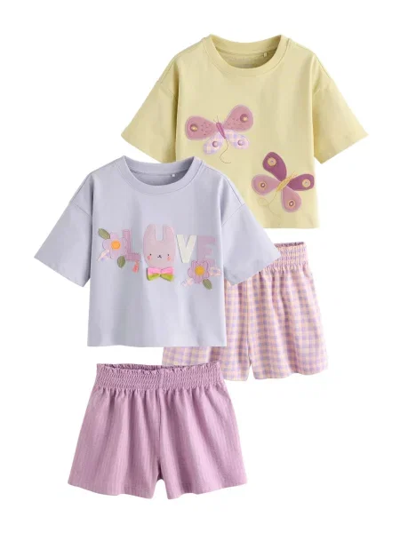 Next Pijamale deschis / verde kiwi / mov lavandă / roz pal galben