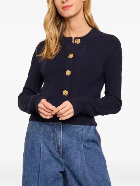 Cardigan Cara Cara de lână cu model floral albastru