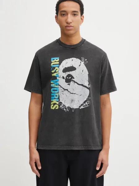 A Bathing Ape tricou din Garment Dye cu imprimeu negru