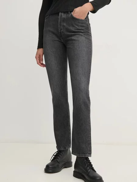 Дънки Pepe Jeans STRAIGHT JEANS UHW CELYN с висока талия сиво