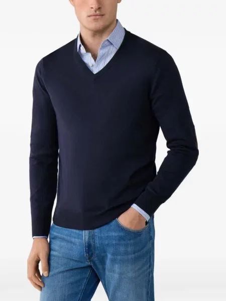 Pulover Hackett London cu decolteu în V albastru