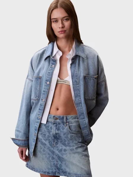 Міні джинсова спідниця Calvin Klein Jeans блакитна