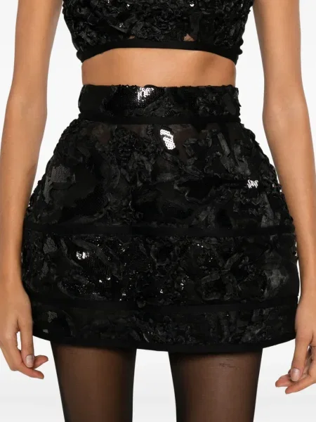 Fustă Mitiliane Couture cu broderie negru