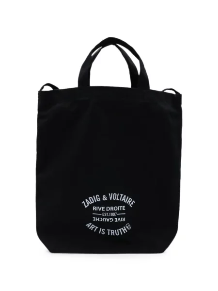 Geantă shopper Zadig&voltaire cu imagine din canvas negru
