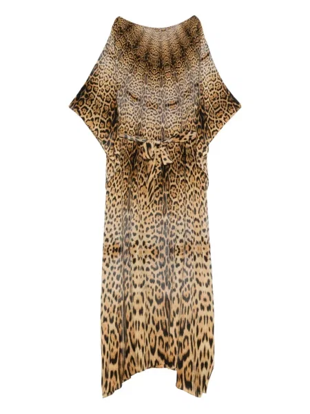 Rochie Roberto Cavalli cu imagine cu model leopard de costum maro