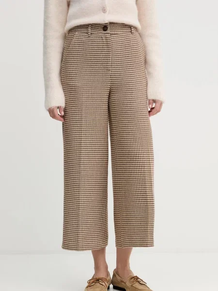 United Colors of Benetton spodnie fason culottes high waist beżowy