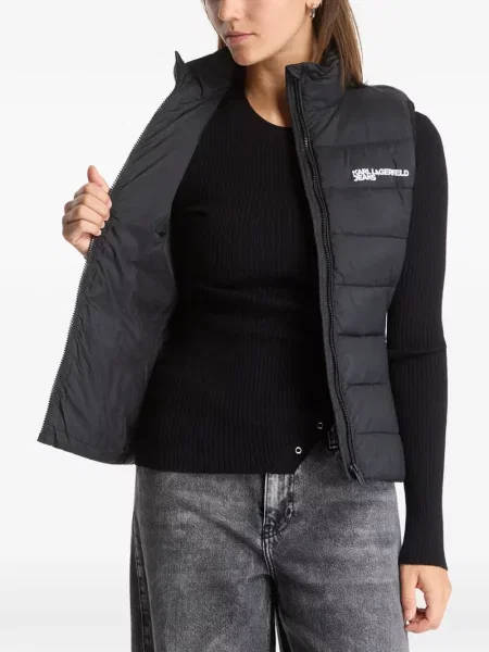 Prošiven traper prsluk Karl Lagerfeld Jeans s printom crna