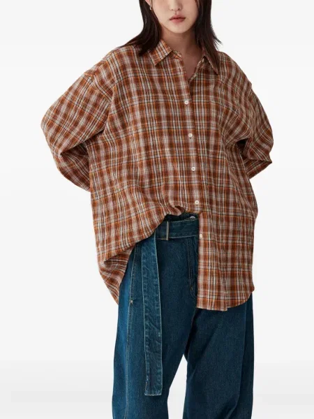 Cămașă Studio Tomboy în carouri portocaliu