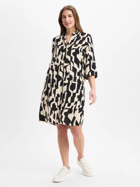 S.Oliver Sukienka Kobiety czarny|beżowy wzorzysty 34 czarna