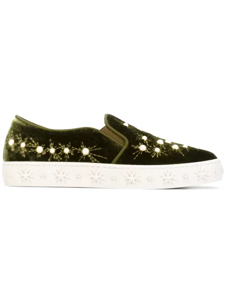 Chiloți Aquazzura cu perle slip-on verde
