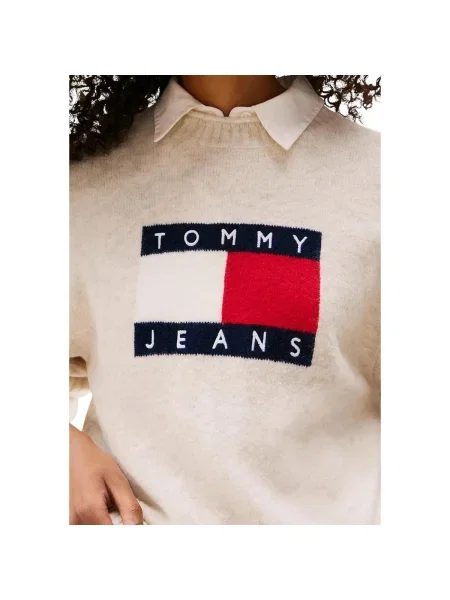 Sveter Tommy Jeans so slieňovým vzorom biela
