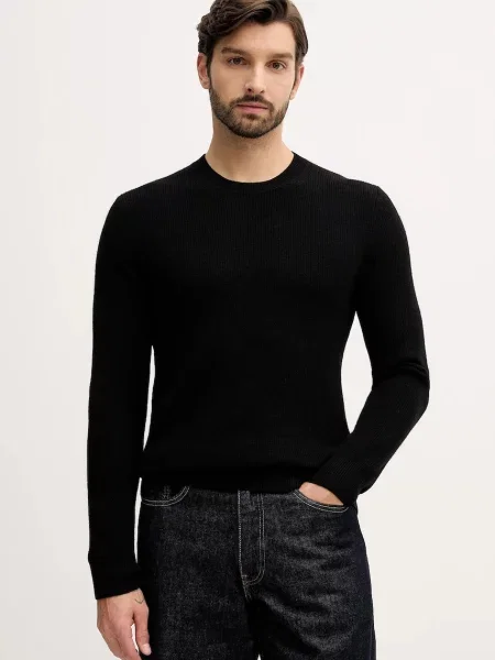 Pulover z dodatkom volne Sisley črna