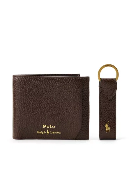 Polo Ralph Lauren Компелкт портфейл и ключодържател Pbl Gftbx Тъмнокафяв