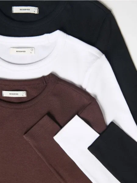 Reserved Tricou cu mânecă lungă cu conținut ridicat de modal negru