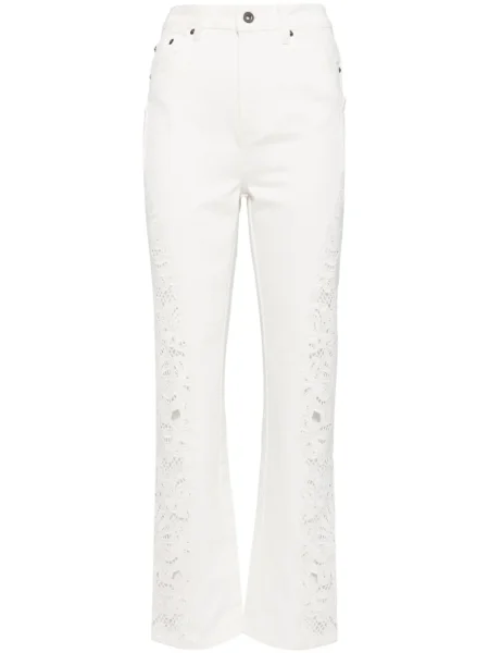 Pantaloni Self-portrait cu broderie alb